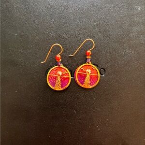 Beautiful Pink Orange Ombre Gem Dangly Earrings